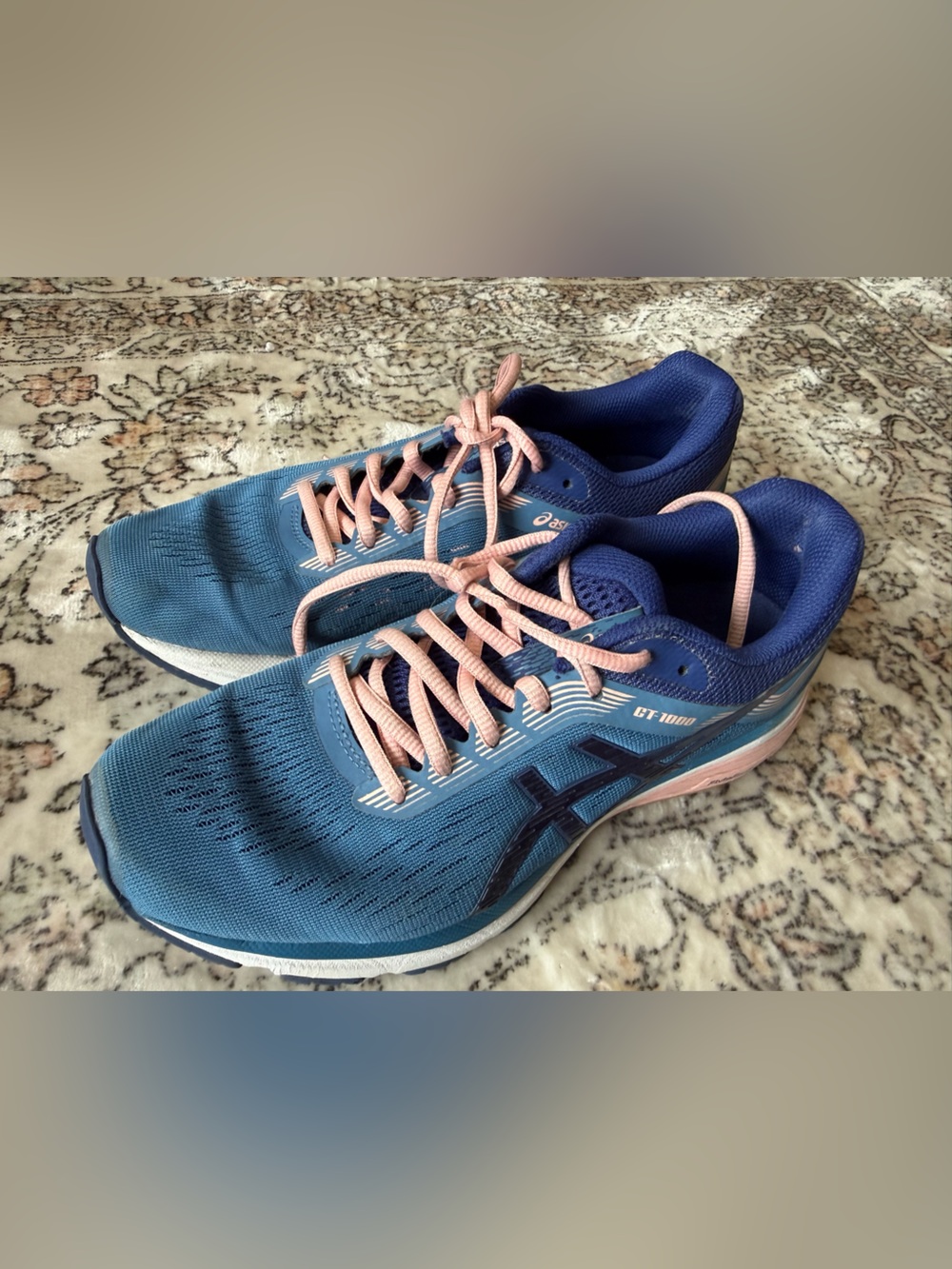 Asics Women's Blue Running Shoes with Pink Accents
